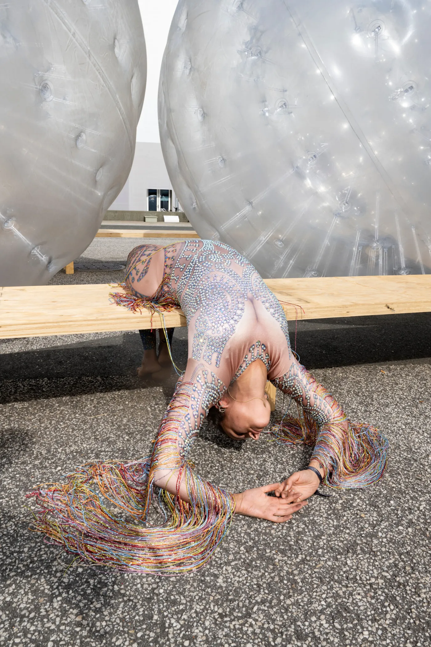 Monster Chetwynd, Performance view_ Monster Chetwynd, Tears, 2021, Art Basel, Messeplatz, Basel, 2021